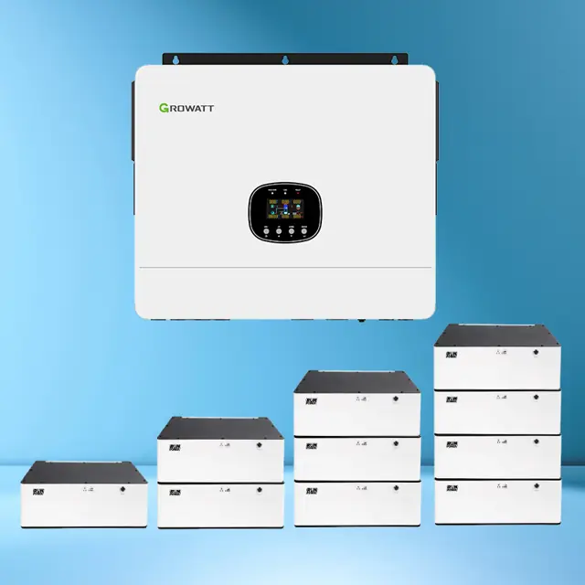 Источник бесперебойного питания 8 кВт Growatt SPE 8000ES + аккумуляторы LiFePO₄ до 76.8 кВт⋅ч
