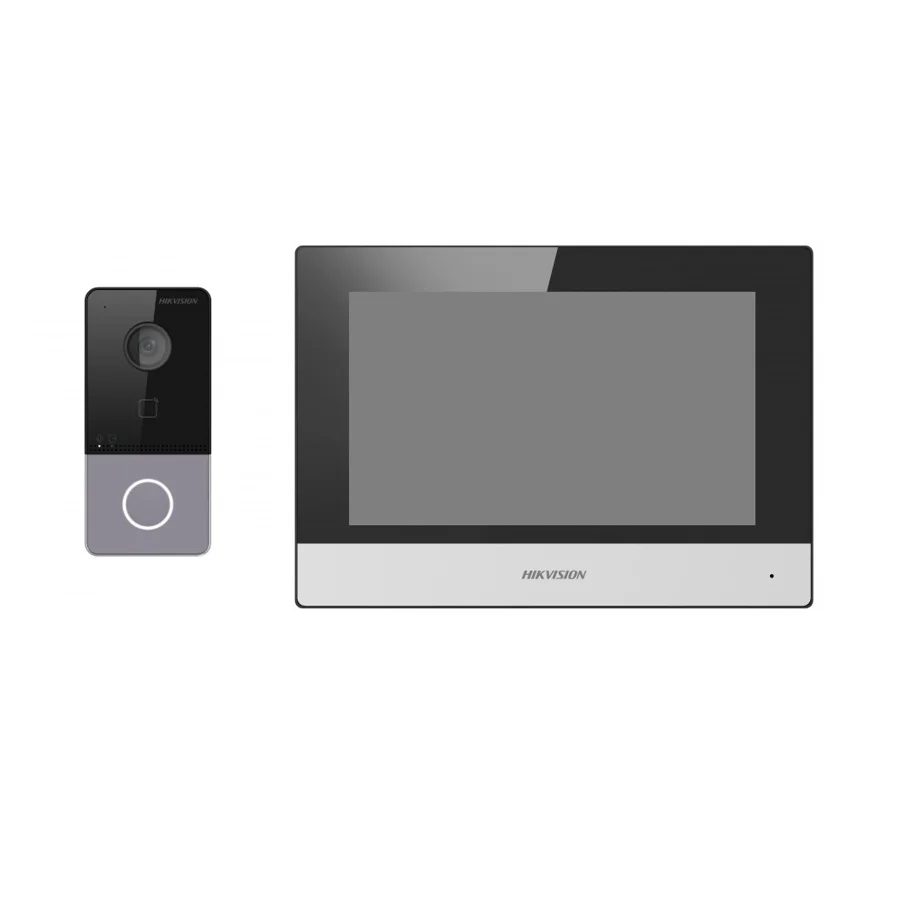 Комплект IP-видеодомофона Hikvision DS-KIS603-P(C), монитор 7" + вызывная панель 2 Мп, PoE