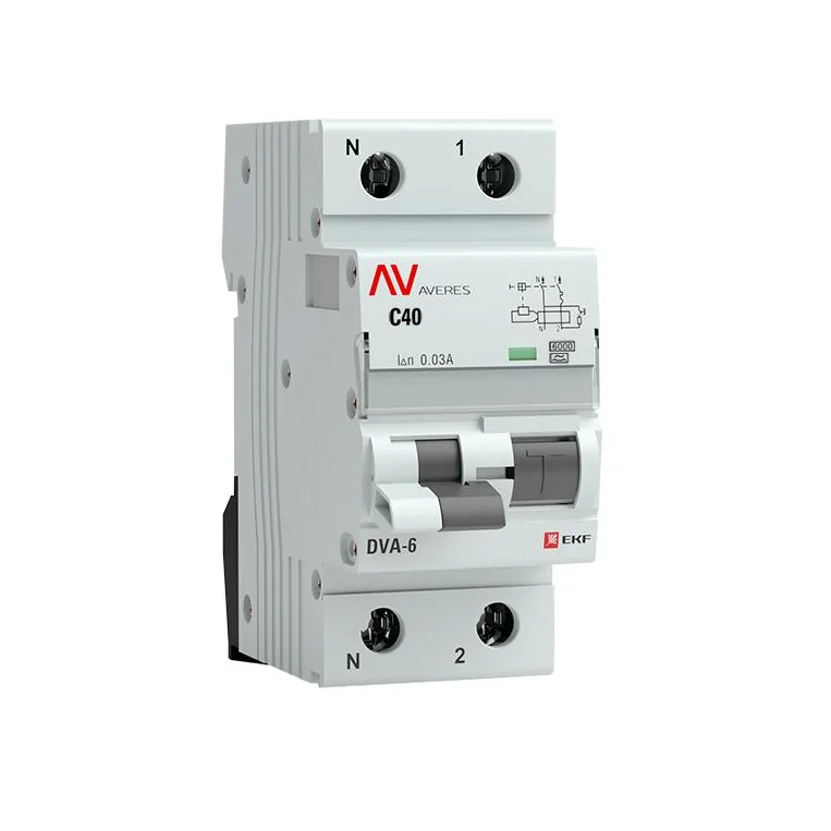 Дифавтомат EKF AVERES DVA-6 1P+N 40 А, C, 30 мА, тип A, 6 кА, фото 1