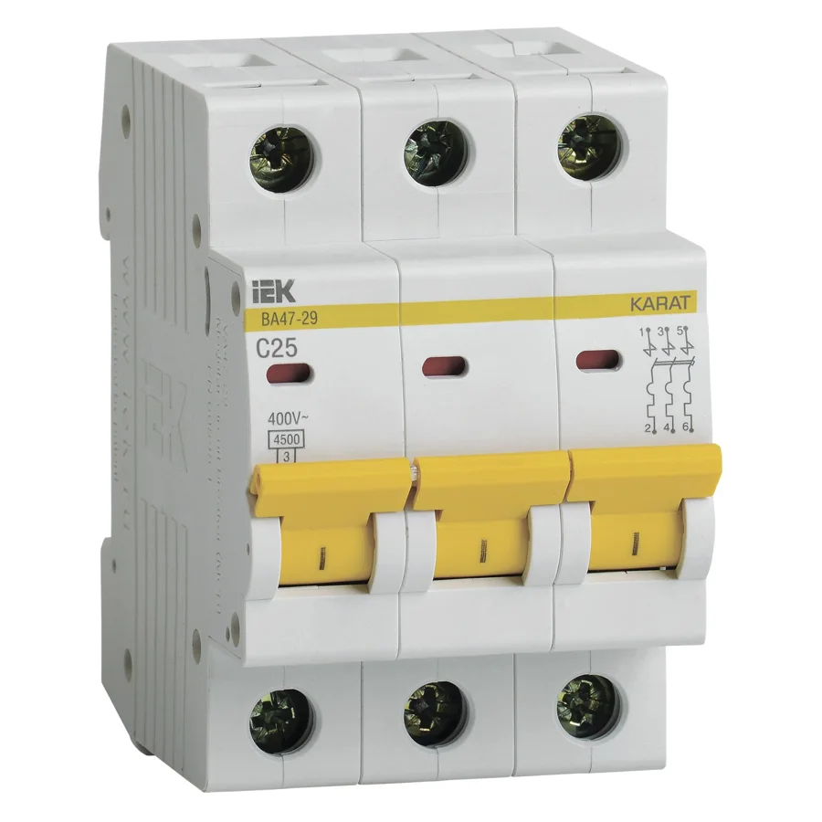Автоматический выключатель IEK ВА47-29 3P C25, 4,5 кА
