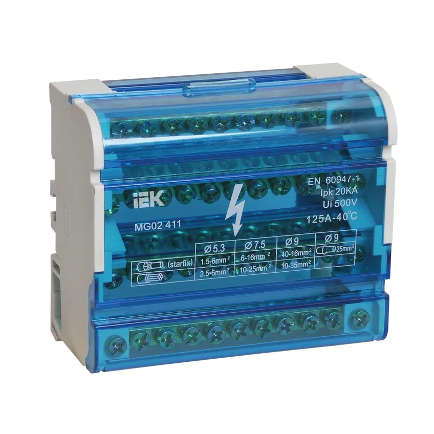 Кросс-модуль IEK ШНК 4×11 3L+PEN на DIN-рейку, 125 А, фото 1