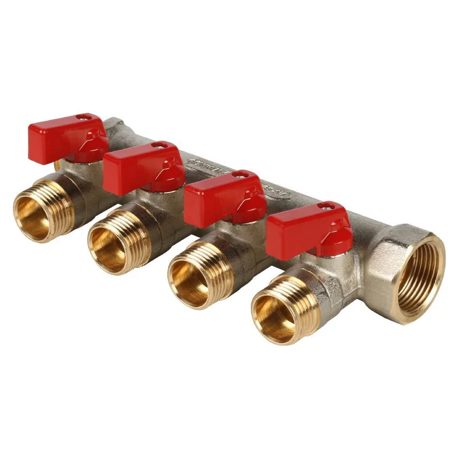 Коллектор STOUT SMB 6200 с шаровыми кранами 3/4", 4 отвода 1/2"