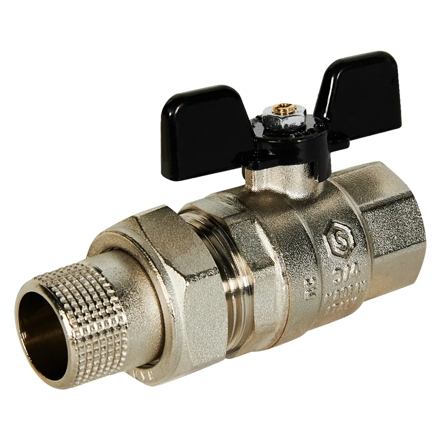 Кран шаровой STOUT SVB-0007 3/4" с американкой ВР/НР, ручка-бабочка