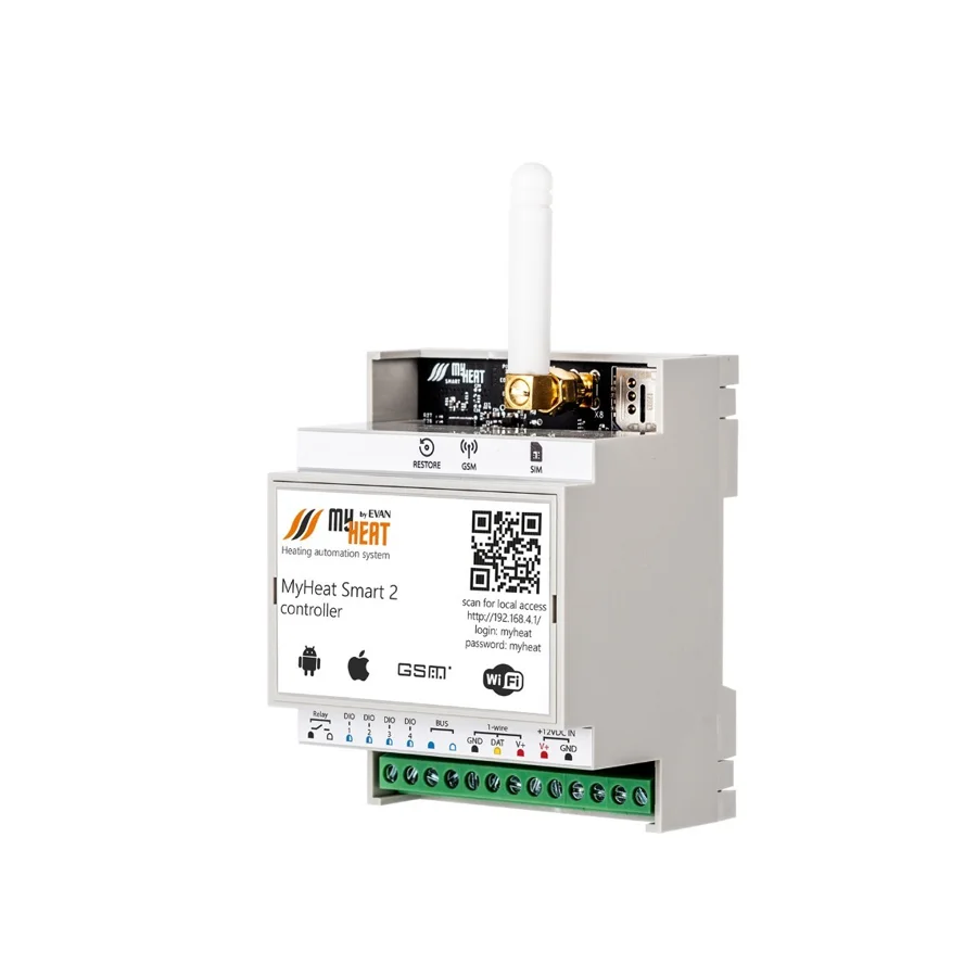 Контроллер отопления MyHeat SMART 2, GSM/Wi-Fi, DIN-рейка