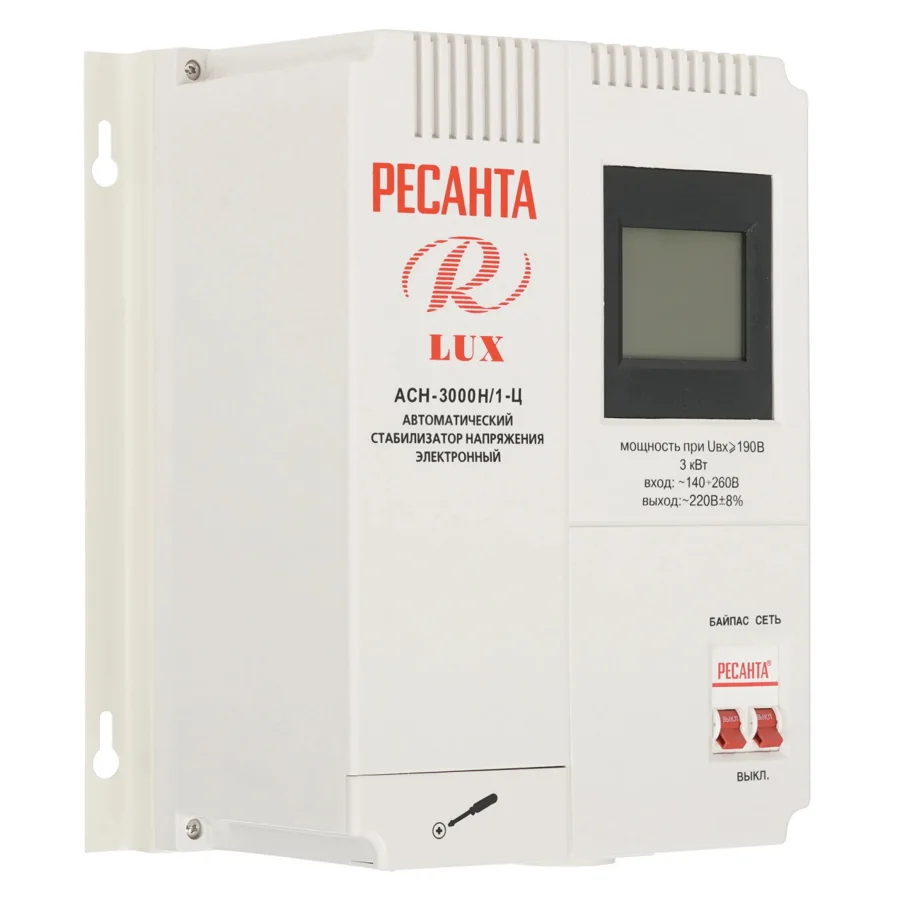 Стабилизатор напряжения релейный Ресанта АСН-3000Н/1-Ц Lux, 3 кВА