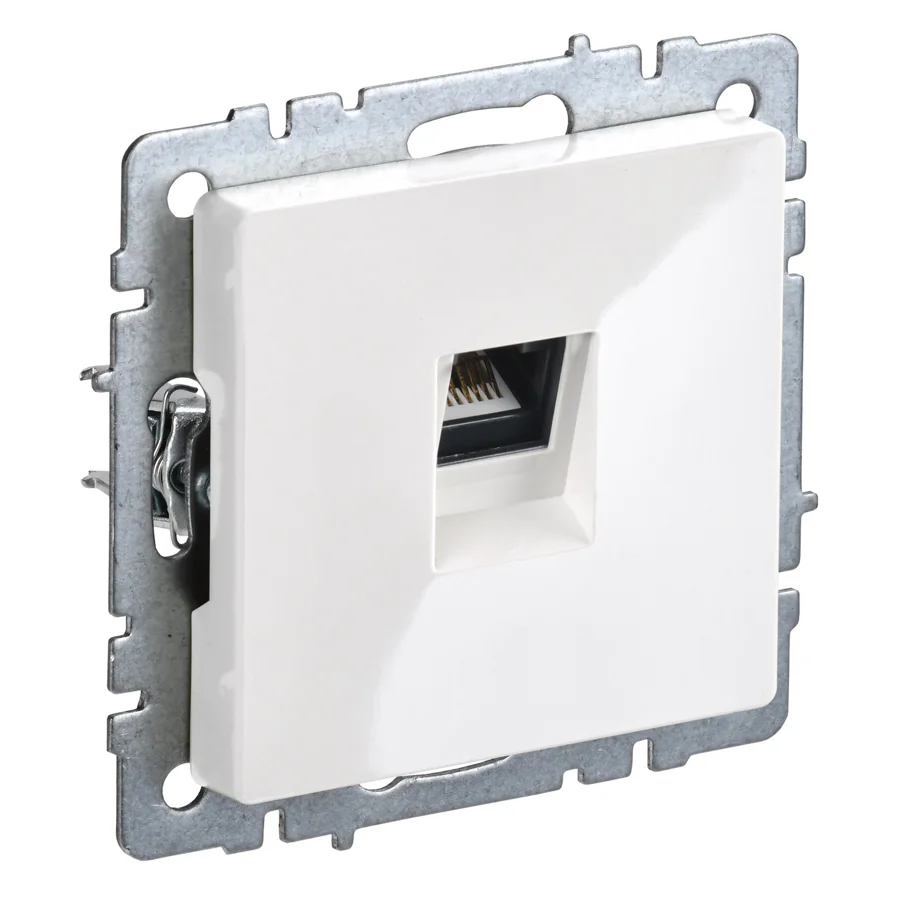 Розетка компьютерная IEK BRITE RJ45 кат. 5e, белая (механизм)