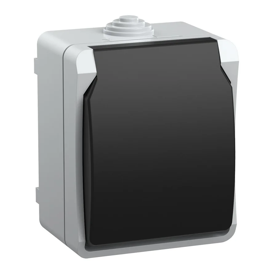 Розетка накладная IEK FORS РСб20-3-ФСр, 16 А, IP54, с крышкой, серая