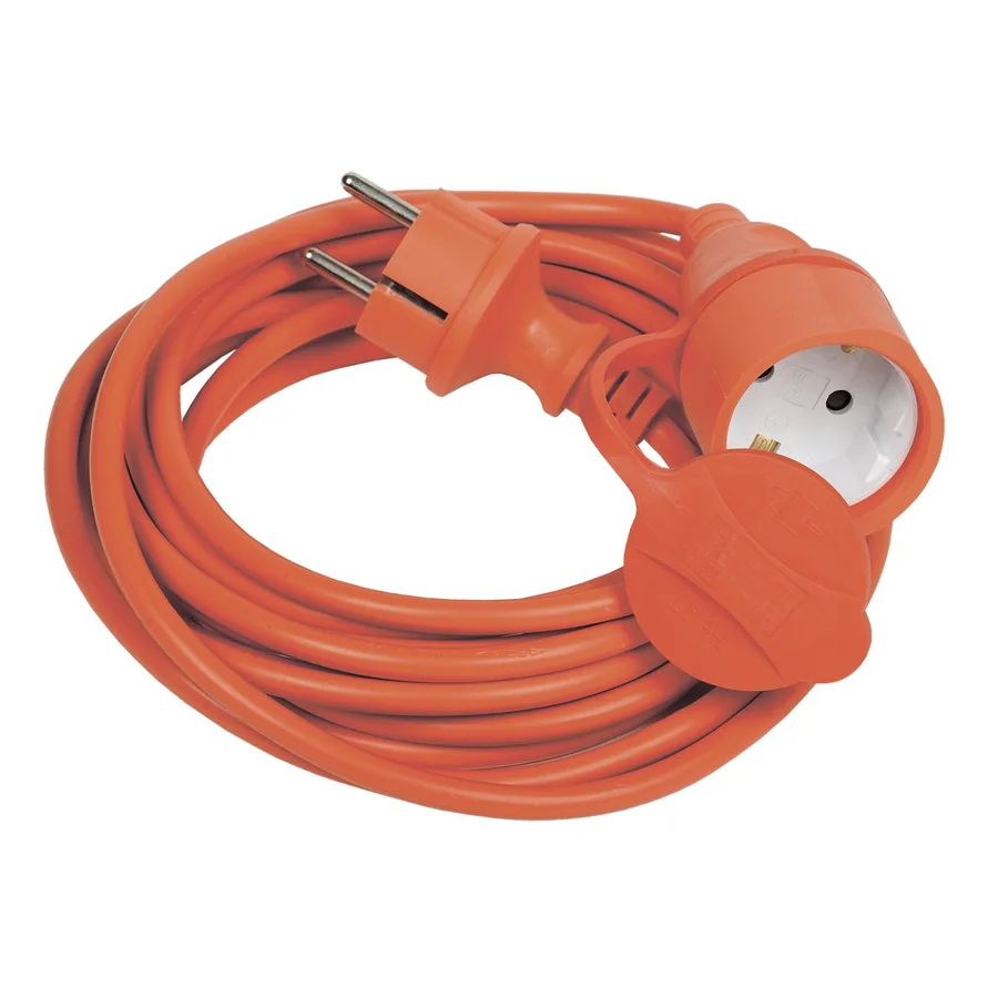 Удлинитель-шнур IEK УШ-01РВ, 1 гнездо, 10 м, 3×1 мм², IP44, оранжевый