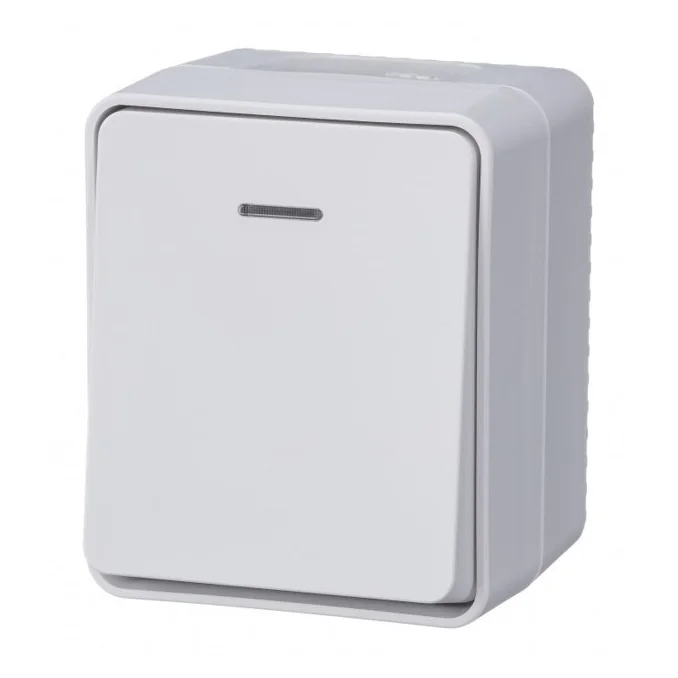 Выключатель накладной Systeme Electric AtlasDesign Profi54 с подсветкой, 10 А, IP54, белый